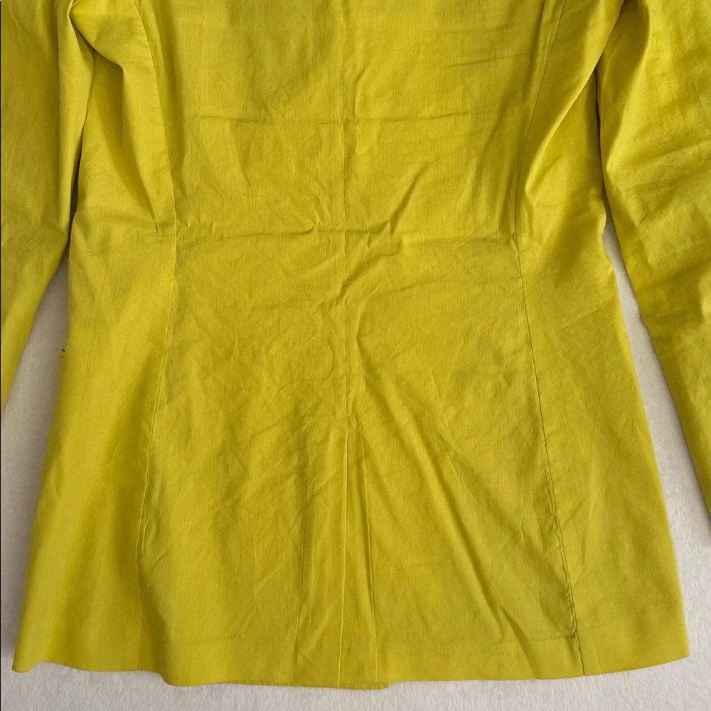 Theory | Linen Double Breasted Tailor Jacket Bright Lime Eco Crunch Wash $535 - Picture 12 of 16